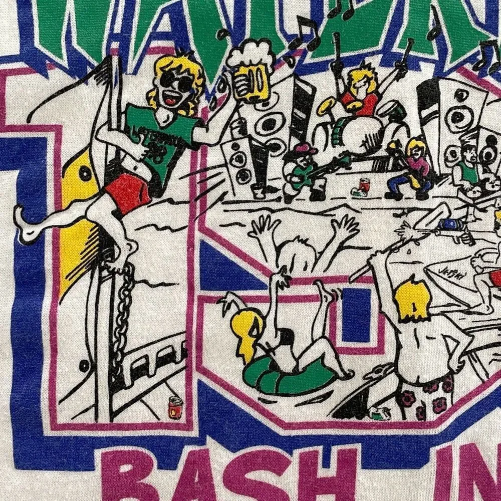 Vintage 90s 98 LA T Crystal Bay MDA Waterpalooza Cropped Tshirt OS S M L - Picture 7 of 8